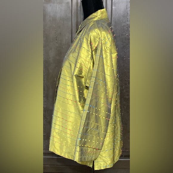 Maggie & Max green oversized silk/ satin buttondown blouse - Size XL - Picture 2 of 8